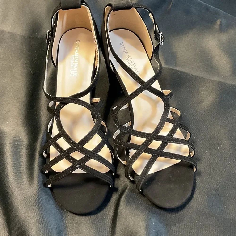 Benjamin Walk Black Strappy Crisscross Heels